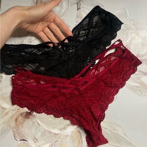 Victoria's Secret Black and Red Lace Panties